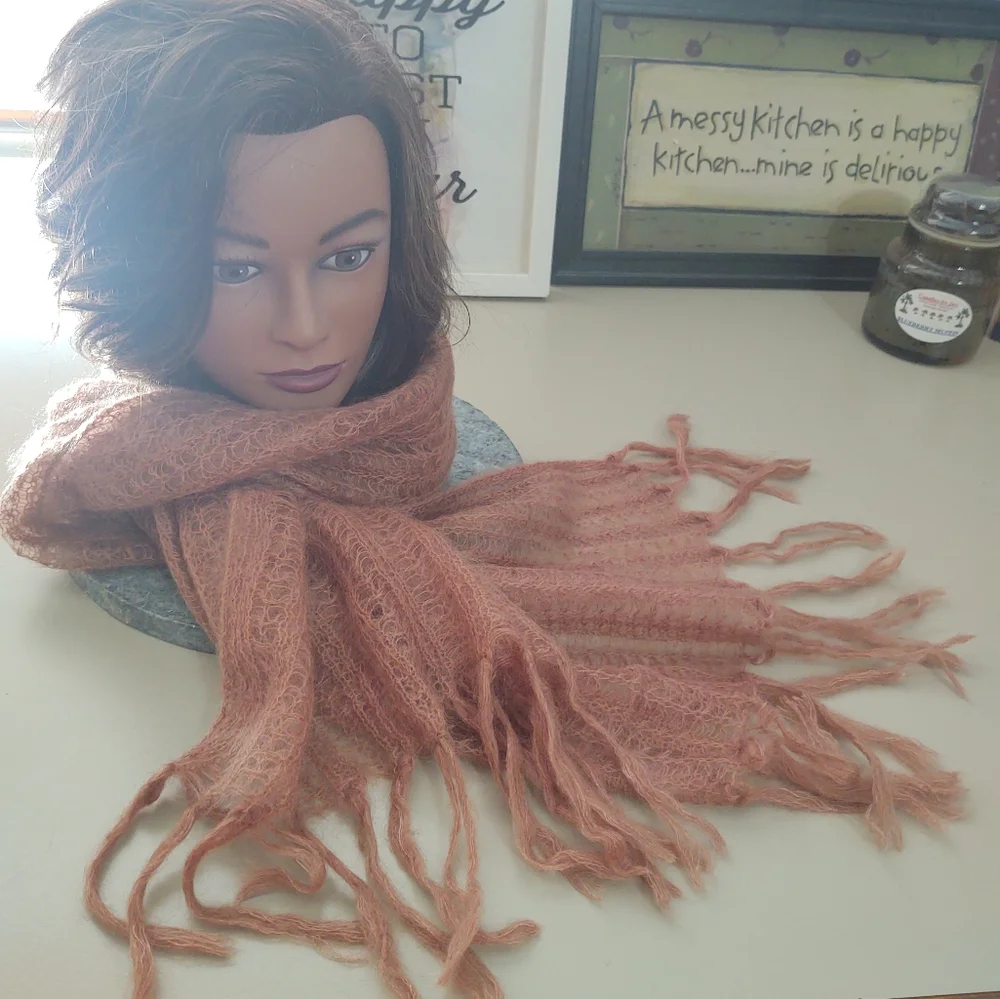 BabyMo Kid Mohair Wide Scarf Tan/Brown